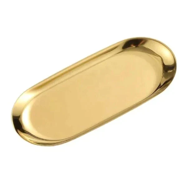 4 Stainless Steel Ice Cubes for Chilling Premium Gold-Plated Serving Tray, 30 cm, in Stainless Steel