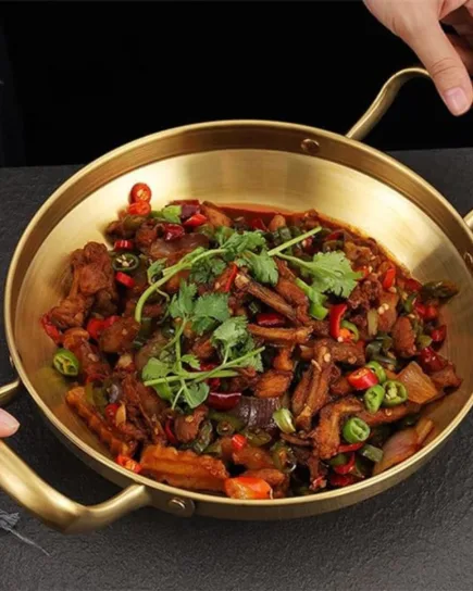 Elegant 26 cm Gold-Plated Paella Pan in Stainless Steel