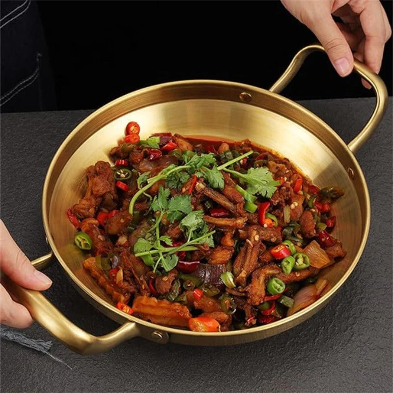 Elegant 28 cm Gold-Plated Paella Pan in Stainless Steel Elegant 28 cm Gold-Plated Paella Pan in Stainless Steel - Image 2