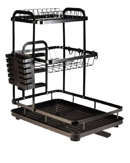 Three-Tier Black Plate Rack