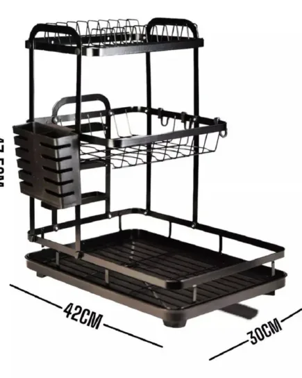 Three-Tier Black Plate Rack