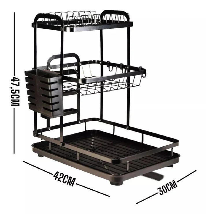 Three-Tier Black Plate Rack Three-Tier Black Plate Rack