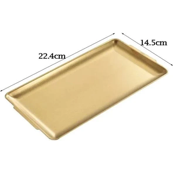 Low Casserole from Korkmaz Palma – 28 cm Small Gold Plated Rectangle Tray Made of Stainless Steel