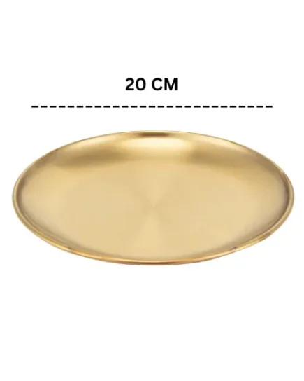 Elegant Gold-Plated Stainless Steel Plate - 20cm