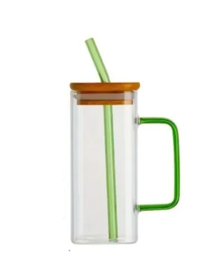 Mason Jar with Rustic Wooden Lid & Assorted Straw Collection