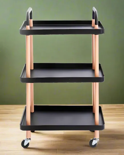 Three-Layer Plastic Kitchen Tea Trolley with Wheels