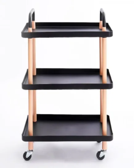 Three-Layer Plastic Kitchen Tea Trolley with Wheels