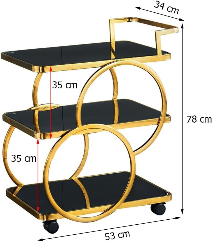 Trolley 3-Tier Metal Serving Trolley with Gold Trolley 3-Tier Metal Serving Trolley with Gold