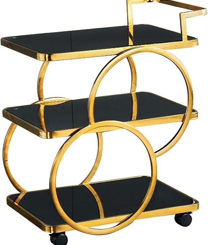 Trolley 3-Tier Metal Serving Trolley with Gold