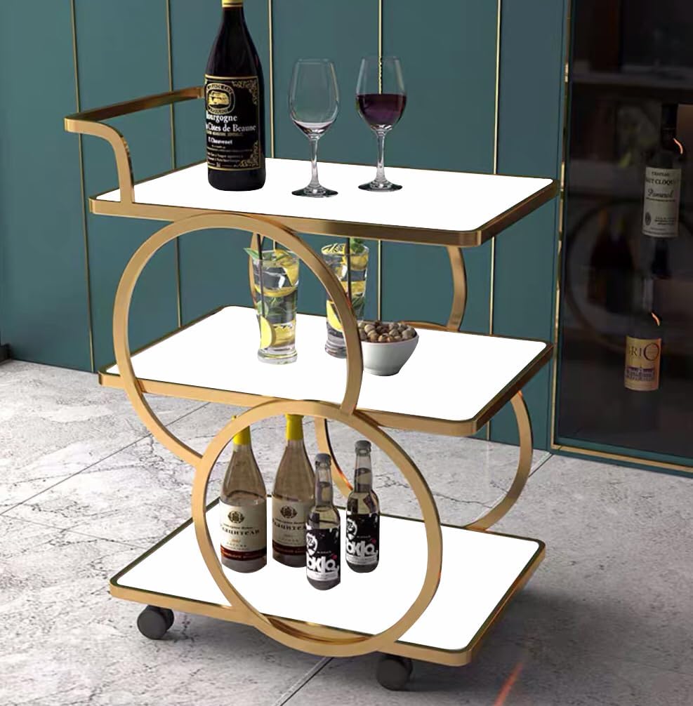 Trolley 3-Tier Metal Serving Trolley with Gold Trolley 3-Tier Metal Serving Trolley with Gold - Image 4