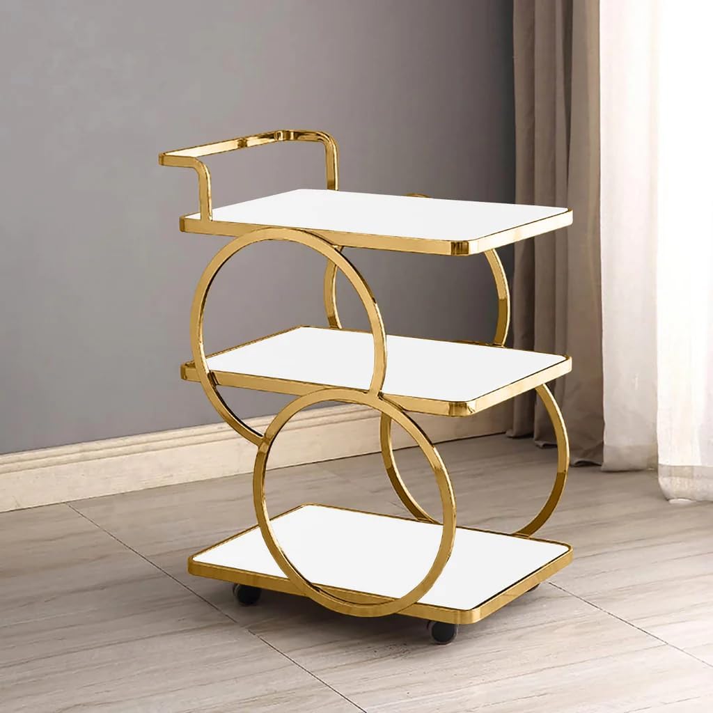 Trolley 3-Tier Metal Serving Trolley with Gold Trolley 3-Tier Metal Serving Trolley with Gold - Image 3