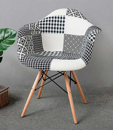 Black and White Armrest Dining and Lounge Chair