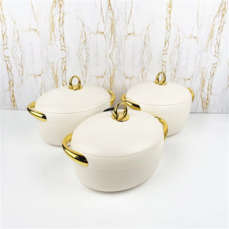 Bird Defense Spikes Set of 3 Hotpots in Elegant White and Gold