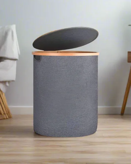 Modern Bamboo Laundry Basket with Lid