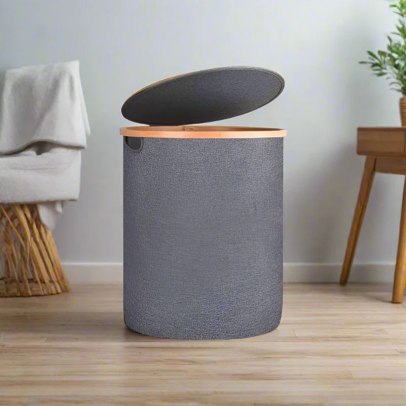 Modern Bamboo Laundry Basket with Lid Modern Bamboo Laundry Basket with Lid - Image 2