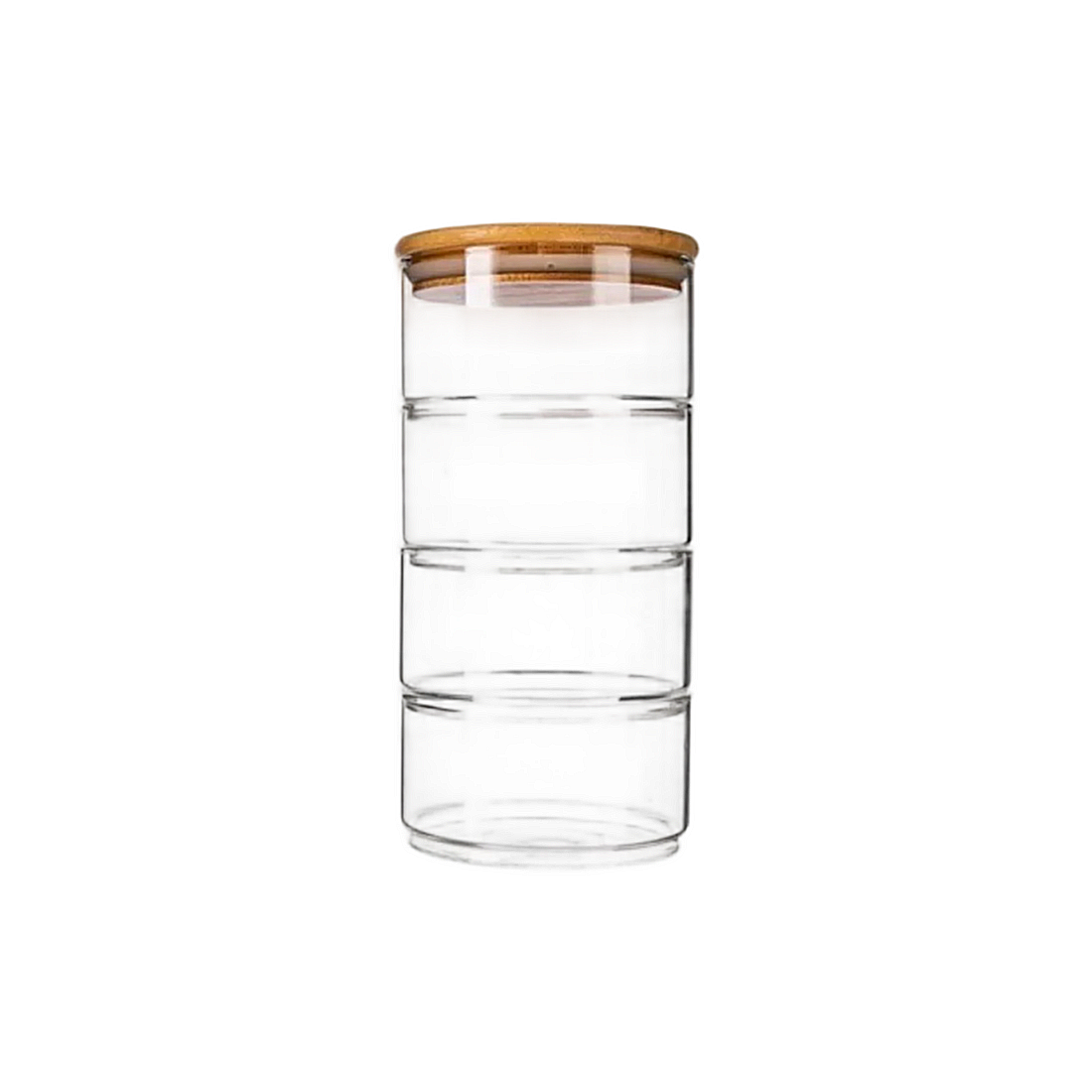 4-Layer Glass Storage Jar with Airtight Bamboo Lid 4-Layer Glass Storage Jar with Airtight Bamboo Lid