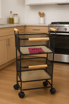 Modern 2-Tier Rolling Storage Trolly Modern 2-Tier Rolling Storage Trolly
