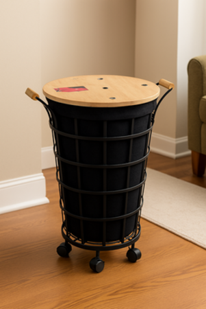 Modern Laundry Basket with Wooden Lid