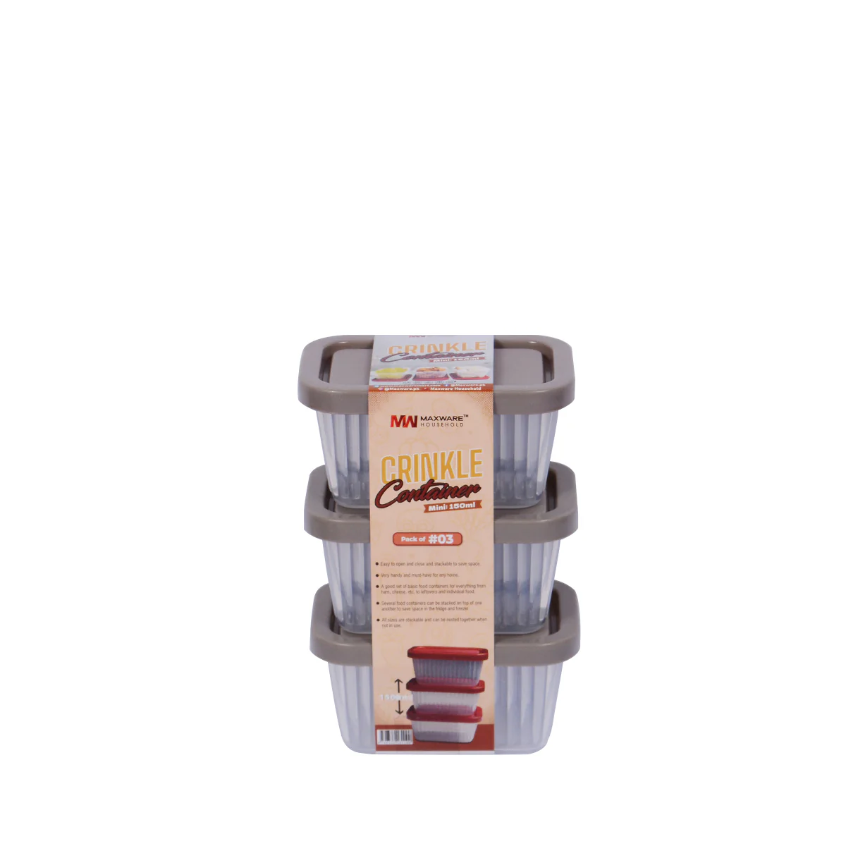 Set of 3 Mini Crinkle Containers (150ml) Set of 3 Mini Crinkle Containers (150ml) - Image 2