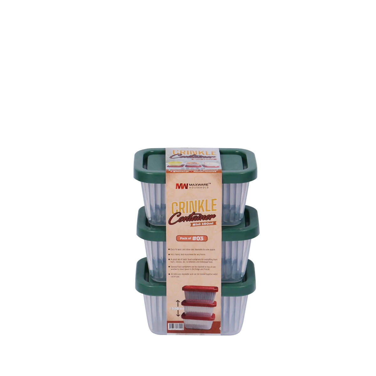 Set of 3 Mini Crinkle Containers (150ml) Set of 3 Mini Crinkle Containers (150ml) - Image 3