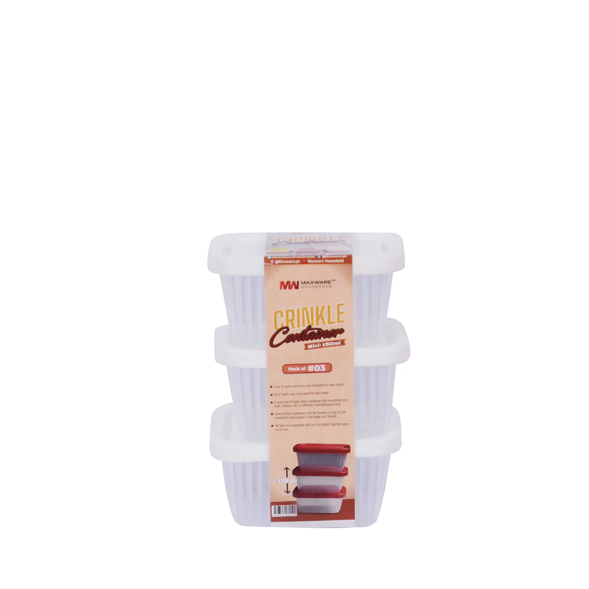 Set of 3 Mini Crinkle Containers (150ml) Set of 3 Mini Crinkle Containers (150ml)