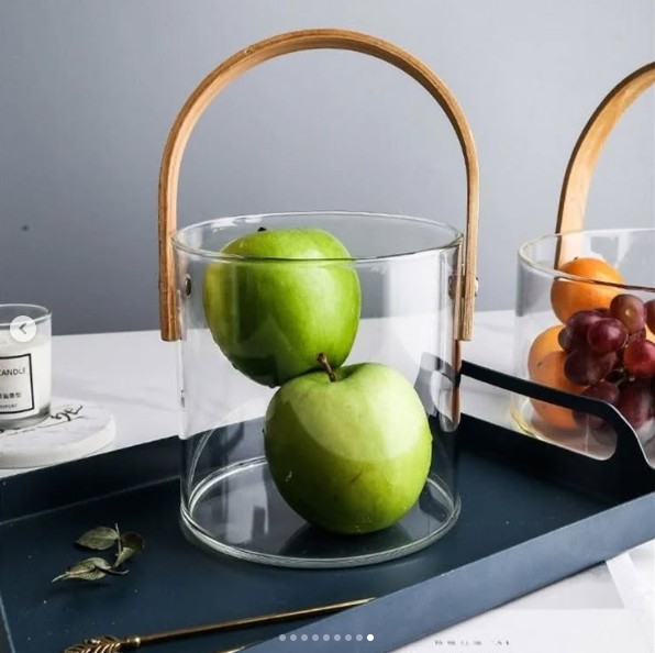 Multipurpose Glass Bucket With Wooden Handle 1000ML Multipurpose Glass Bucket With Wooden Handle 1000ML - Image 2