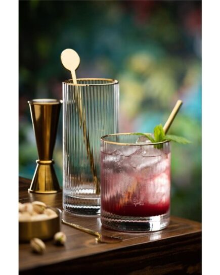 Hiball Gold Rim Glasses 450ML (Pack of 6)