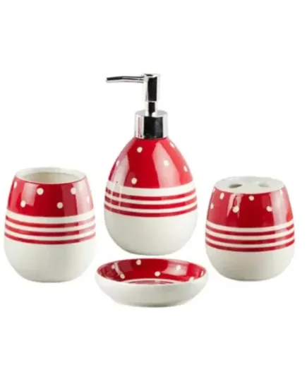 Bath Set Red & White 4pcs