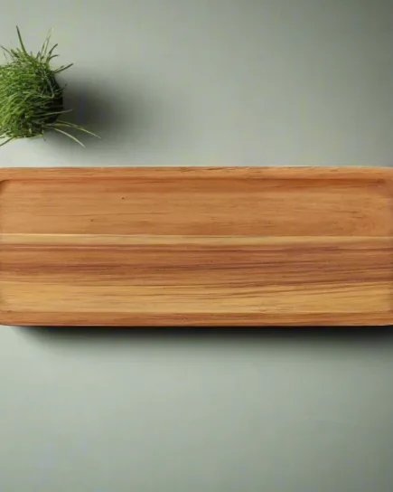 Rectangle Long Tray Round Base Wood
