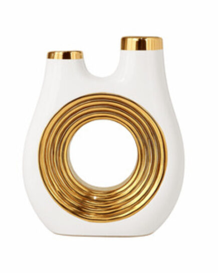 glossy white & Golden Vase