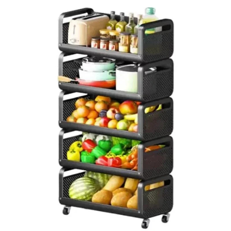 4-Tier Plastic Kitchen Trolley With Wheels