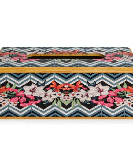 Floral Wooden Tissue Box