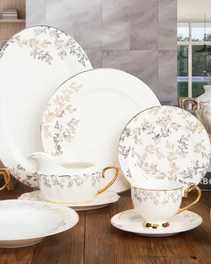 Johnson Bros-Inspired White Golden Dinner Set 89