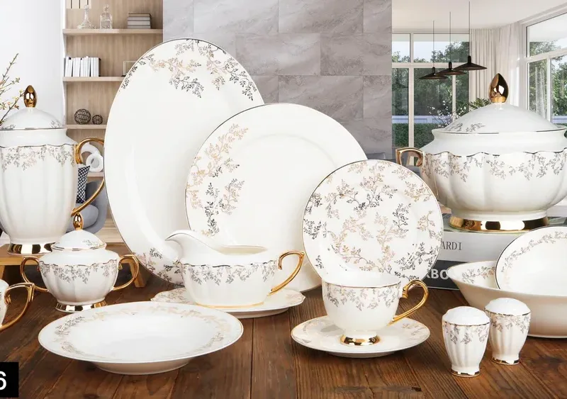 Johnson Bros-Inspired White Golden Dinner Set 65