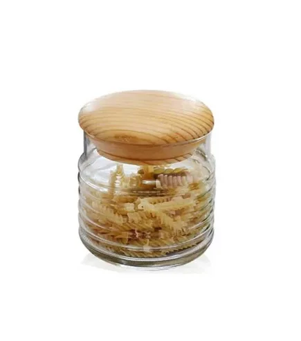 Pasabahce Fashionable Babylon Jar Small With Wood Cover