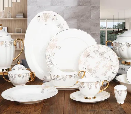 Johnson Bros-Inspired White Golden Dinner Set 65