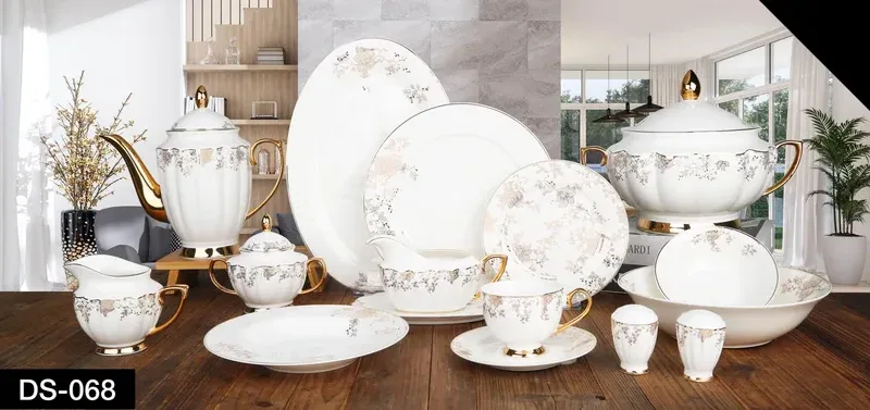 Johnson Bros-Inspired White Golden Dinner Set 65