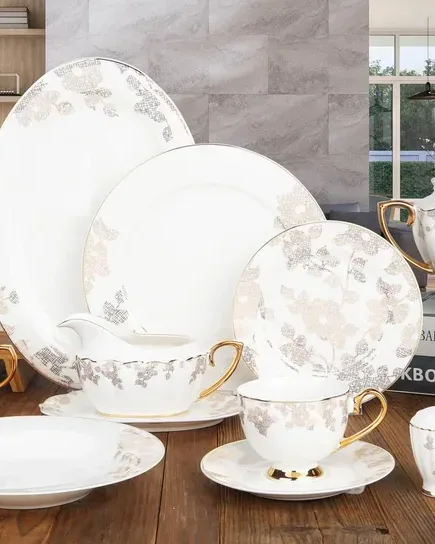 Johnson Bros-Inspired White Golden Dinner Set 65