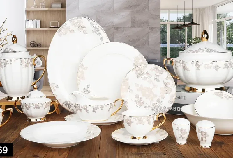 Johnson Bros-Inspired White Golden Dinner Set 65