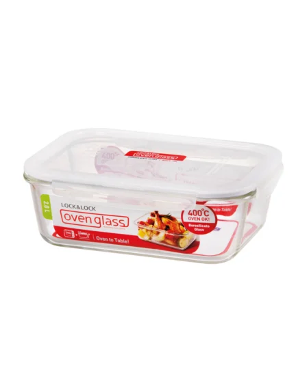 L&L Heat Resistant Glass Container Euro Rectangular 2.0L