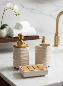 3Pcs Bathroom Set SQ Beige 12c