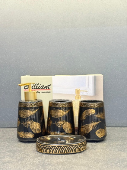4Pcs Bath Set W-Gold Leaf 12c