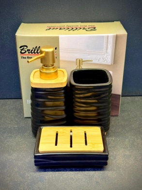 3Pcs Bathroom Set SQ Black 12c