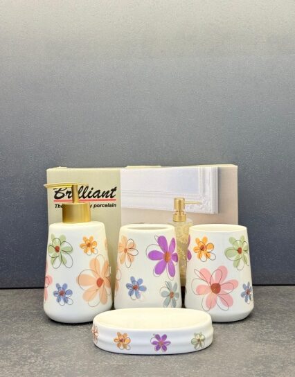 4Pcs Bath Set W-Multi Flower 12c