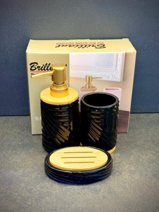 3Pcs Bathroom Set RD Black 12c