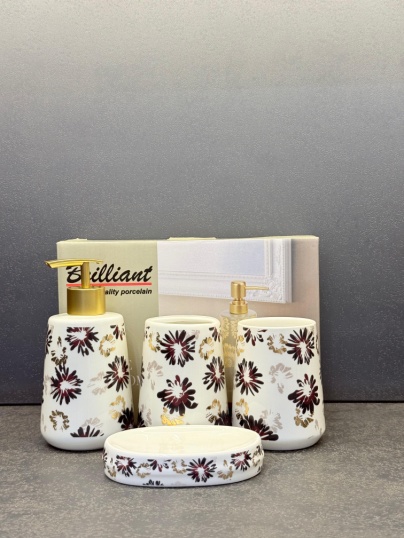 4Pcs Bath Set W-Purple Flower 12c
