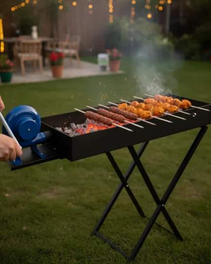 Charcoal Grill With Blower Black 30 x 80 cm