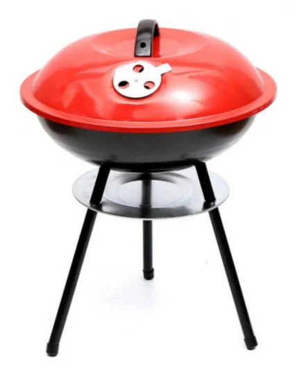 Portable Round Kettle Charcoal BBQ Grill Red/Black 36cm