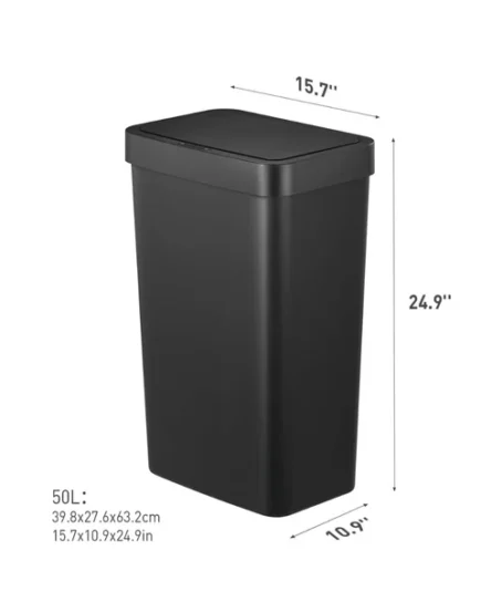 EKO 50L MOTION SENSOR KITCHEN TRASH CAN BLACK 50L