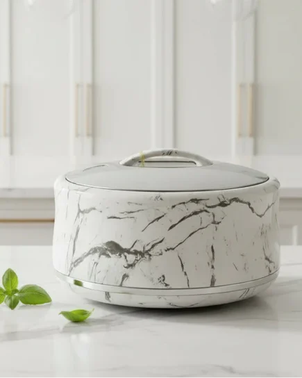 6Ltr Round White Silver Hot Pot 6c